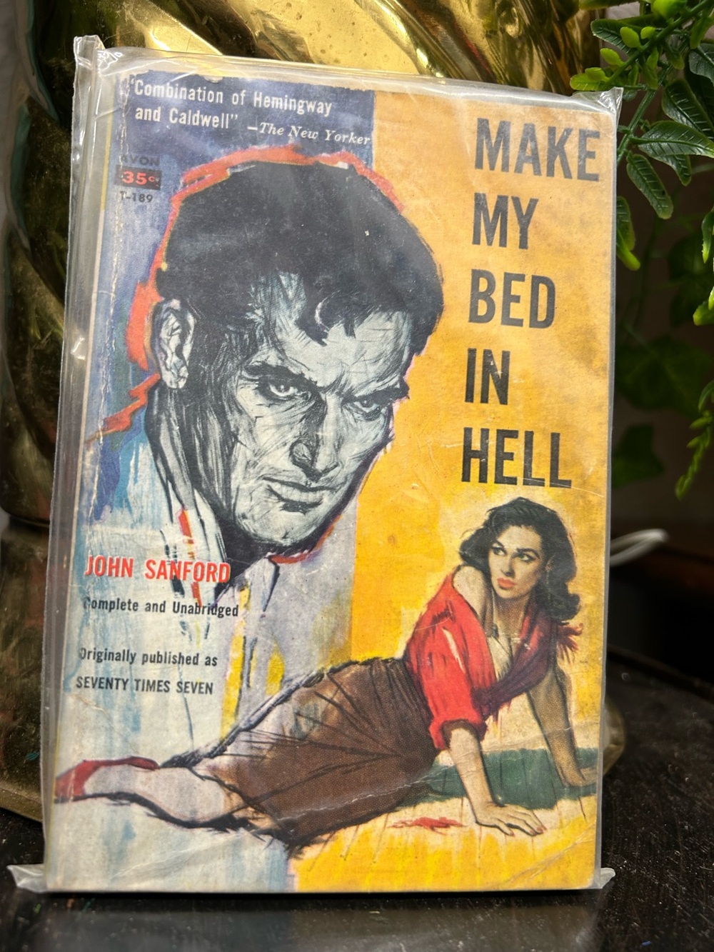 Vintage-book 'Make My Bed In Hell' Home Art Print - Yellow & Red